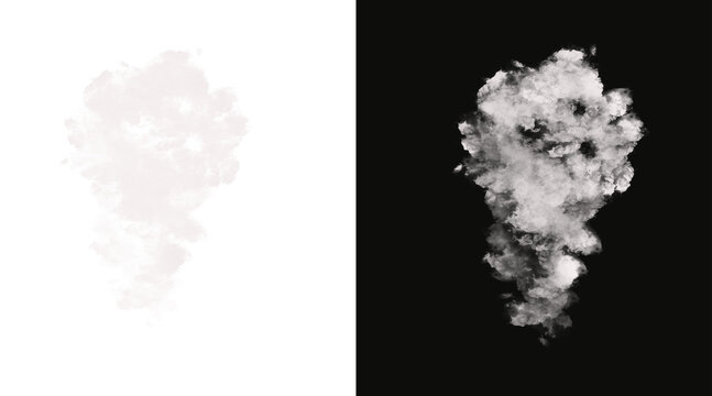 Soft white smoke cloud isolated on a black background for design effects isolated on transparent background