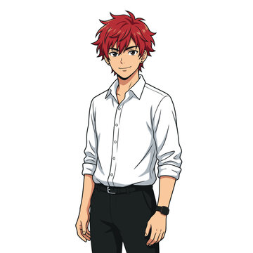 vector illustration of anime boy wearing white shirt