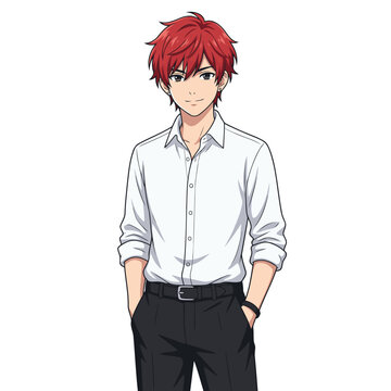 vector illustration of anime boy wearing white shirt