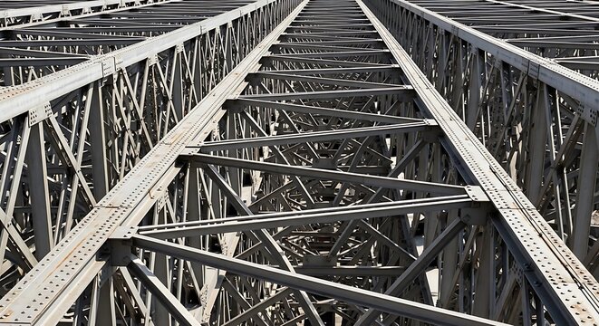 Geometric Steel Bridge Truss Structure Close-Up