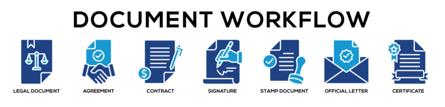 Glyphcolor - Document Workflow web banner icon vector illustration concept