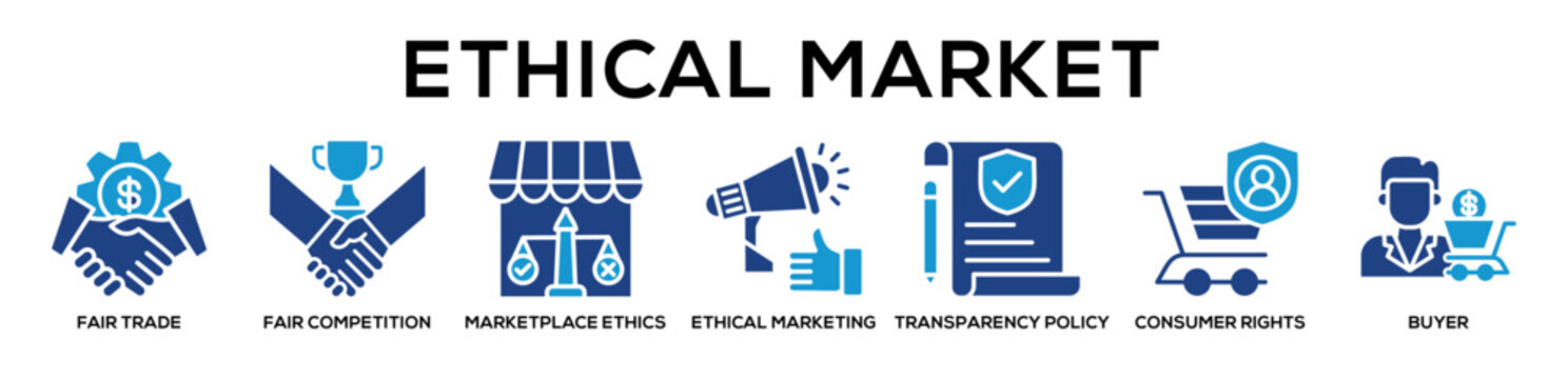 Glyphcolor - Ethical Market web banner icon vector illustration concept