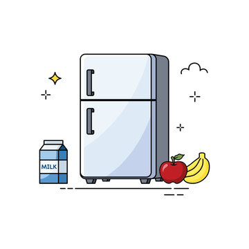 Refrigerator Fridge Appliance Isolated on White Background. Modern home appliance concept ideal for product advertising, e commerce, packaging, website banner, and household equipment illustration.