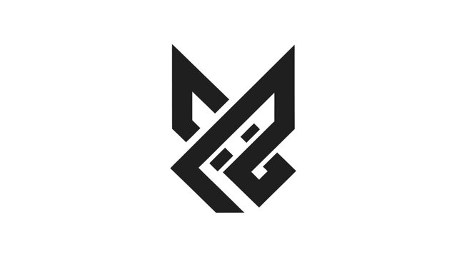 Abstract geometric fox head logo design minimalist modern symbol representing cunning and intelligence sharp lines and angles creating a stylized animal silhouette on a clean