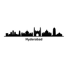 Obraz premium Hyderabad cityscape silhouette against a white background