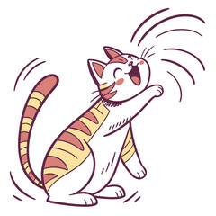 Excited cat with open mouth and raised paw. © MstMonwara