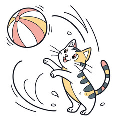 Happy cat playing with colorful ball. © MstMonwara