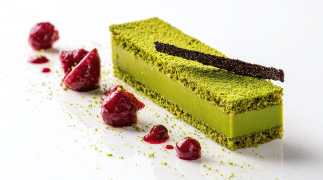 matcha opera cake with black sesame tui