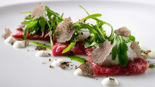 prime beef carpaccio with truffle snow elegance