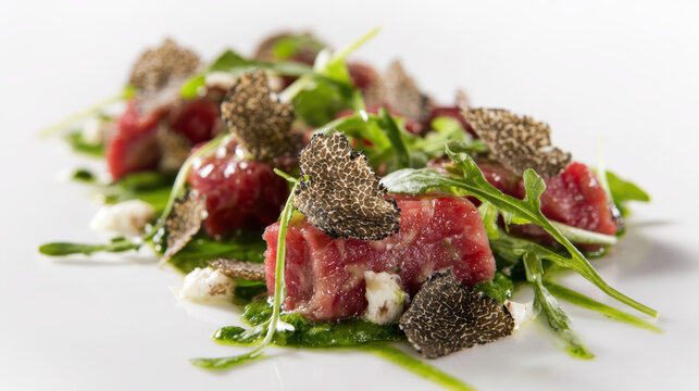prime beef carpaccio with truffle snow elegance