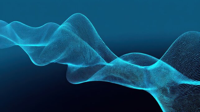 Abstract Waveform in Turquoise: A mesmerizing digital artwork, depicting a flowing turquoise waveform, undulating gracefully against a dark gradient backdrop.