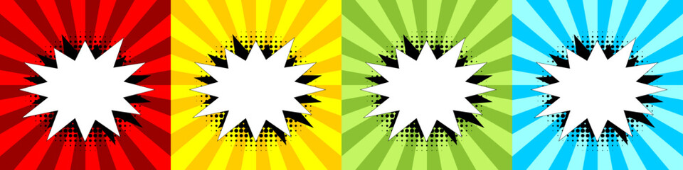 Pop Art Comic Burst Bubble Promotion Banner Template Background Vector Illustration Set © octopusaga