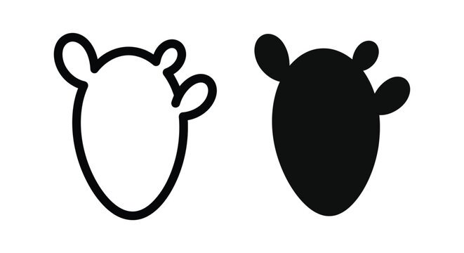 Cactus silhouette icon set, prickly pear cactus shape