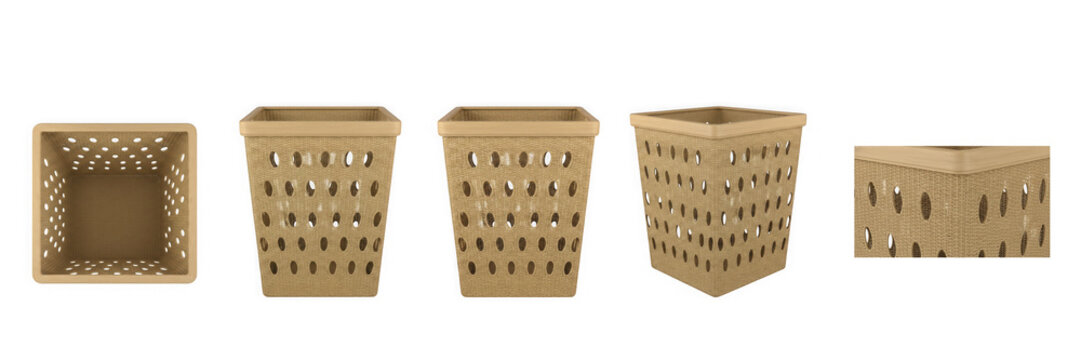 Woven laundry basket 3d model collection set.