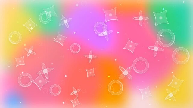 Dreamy colorful abstract background featuring shimmering geometric patterns and soft bokeh light effects