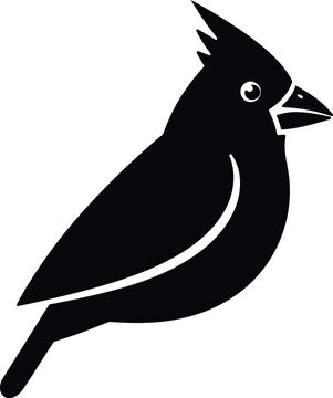 Elegant black silhouette of a northern cardinal perched in a simple minimalist style