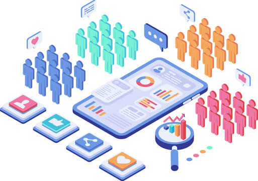 Isometric Social Media Audience Analysis and User Behavior Analytics