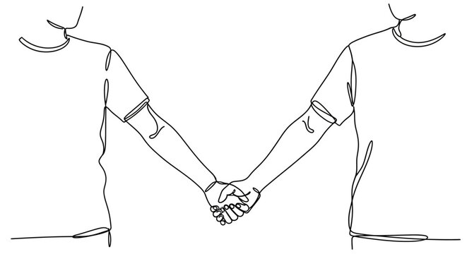 Minimalist Line Art: Two People Holding Hands, Unity, Connection, Love, Support