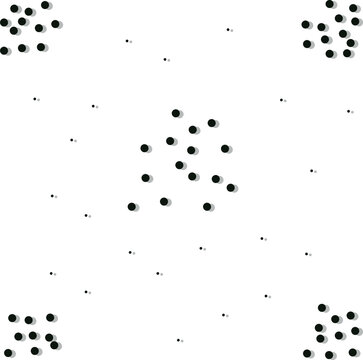 At the corners of the image and in the middle, atoms or molecules or microbes are located in separate clusters.