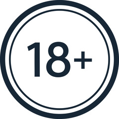 Fototapeta premium Age restriction symbol, 18 plus sign in a circle symbol warning sign black and white