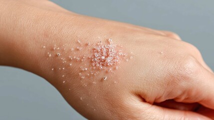 Fototapeta premium Close-Up of Hand with Water Droplets Creating Abstract Design on Skin Surface for Creative Concepts