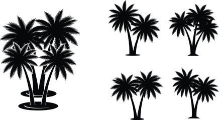 Obraz premium Set of 6 Palm Tree Icon Illustrations for Nature, Beach, and Digital Media Projects