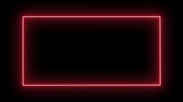 Bright neon light effect isolated moving neon light overlay. glowing square neon line rectangle frame looping. neon glowing frame background motion animation and flashing. 