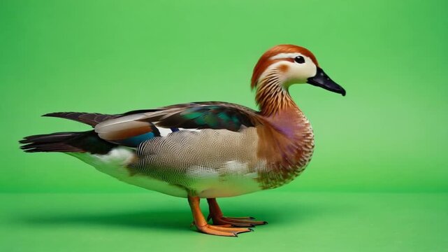 Eurasian Wigeon Duck on Green Background