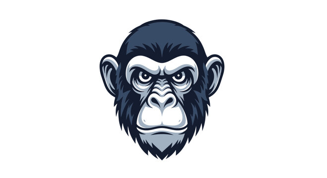 Angry Monkey Face Mascot Logo, Fierce Chimpanzee Head Illustration