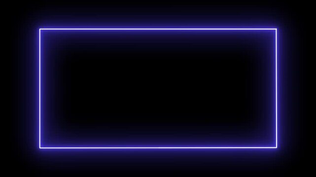 Bright neon light effect isolated moving neon light overlay. glowing square neon line rectangle frame looping. neon glowing frame background motion animation and flashing. 