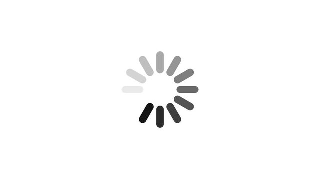 Progress Spinner Animation on Alpha channel black and white Background, Clean Circular Loading Indicator Loop.