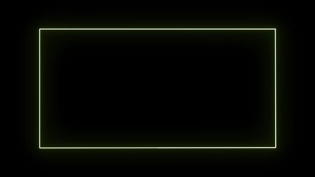 Bright neon light effect isolated moving neon light overlay. glowing square neon line rectangle frame looping. neon glowing frame background motion animation and flashing. 