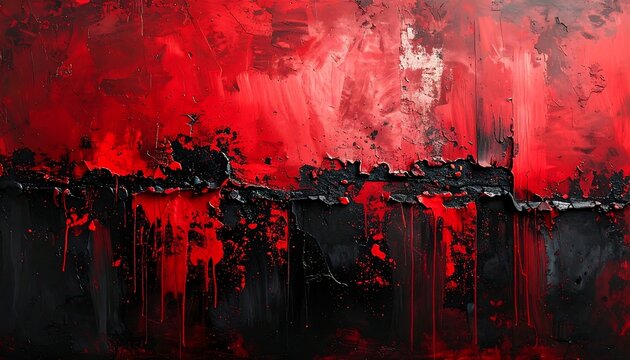 Abstract textured red and black art