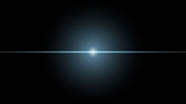 Blue anamorphic lens flare with a bright central glow and horizontal light streak