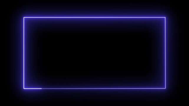 Bright neon light effect isolated moving neon light overlay. glowing square neon line rectangle frame looping. neon glowing frame background motion animation and flashing. 