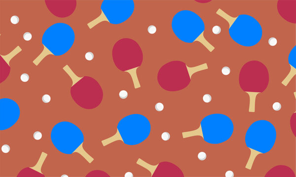 Seamless pattern with table tennis rackets and balls. Ping Pong seamless pattern. Ideal for packaging, wallpapers, textiles, and sport backgrounds