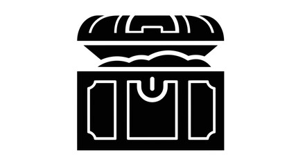 Open Treasure Chest Icon, Full of Gold Coins and Jewels, Vector Illustration © afgan