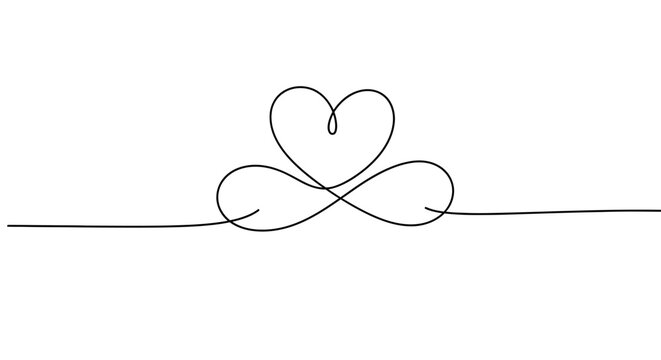 Minimalist single line drawing of an infinity heart symbol, representing eternal love and connection.