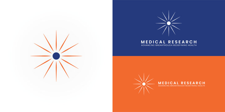 Minimal medical research logo featuring a central blue core with 16 radiating orange vectors, symbolizing a unified model connecting complex diseases through structured, breakthrough science.