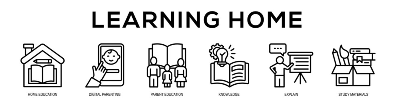 Learning Home web banner illustration concept