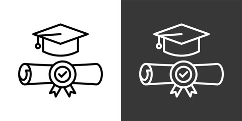Bachelor Black And White Icon Set Collection Pack Vector Illustration © Adiba