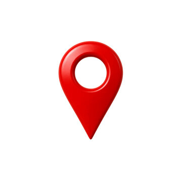 Red location pin icon marker 3D navigation symbol isolated clean object for map and GPS design