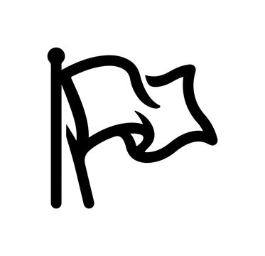 Black and White Flag Icon with Pole