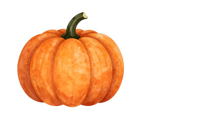Obraz premium watercolor pumpkin illustration, orange pumpkin art, autumn harvest vegetable, fall season pumpkin, green stem pumpkin, organic farm produce, white background pumpkin, rustic vegetable design, thanksg