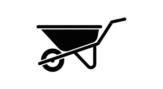 Black wheelbarrow icon design.