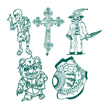 crepy horror tatto design collection