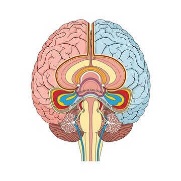 Detailed Human Brain Anatomy Illustration.