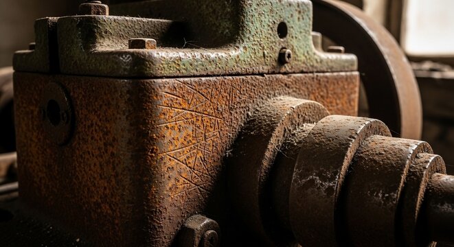 Rusty industrial machinery close up