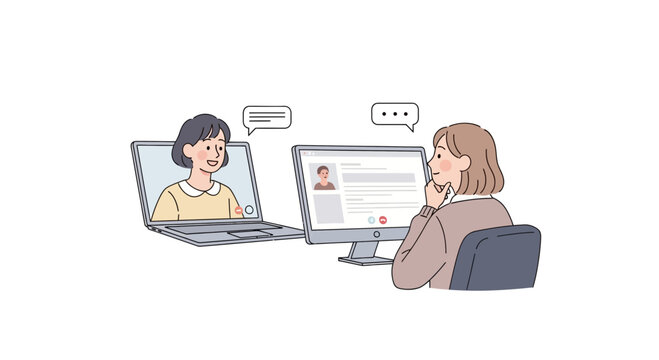 Online job interview via video call, remote work communication, human resources discussion