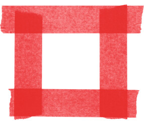 Fototapeta premium Red tape border with square shape isolated on transparent background